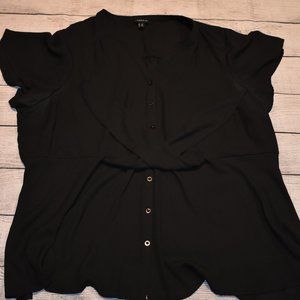 Black Torrid Babydoll Blouse with Tie Waist, Size 3, Size 3x, Size 22-24
